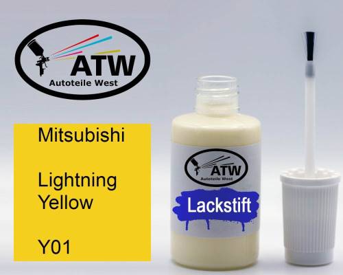 Mitsubishi, Lightning Yellow, Y01: 20ml Lackstift, von ATW Autoteile West.